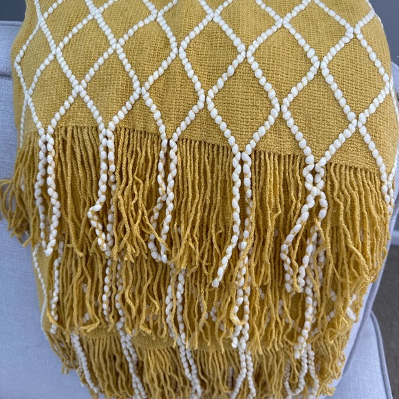 Yellow Beaded Fringe Throw Blanket - Picture 1 of 4